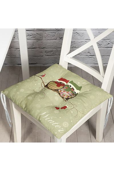 Realhomes Owl Patterned Digital Printed Fluffy Square Chair Cushion
