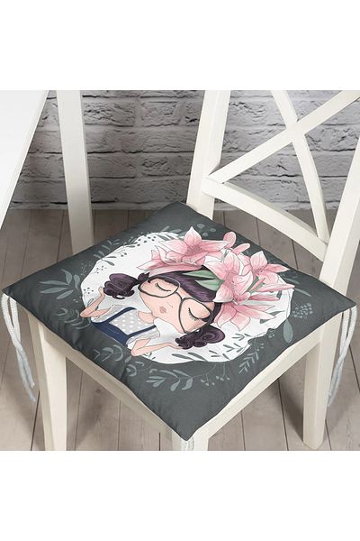 Realhomes Fashion Girl Digital Printed Modern Fluffy Chair Cushion