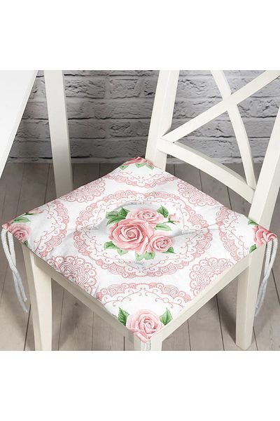 Realhomes Indian Motif Rose Patterned Digital Printed Fluffy Chair Cushion