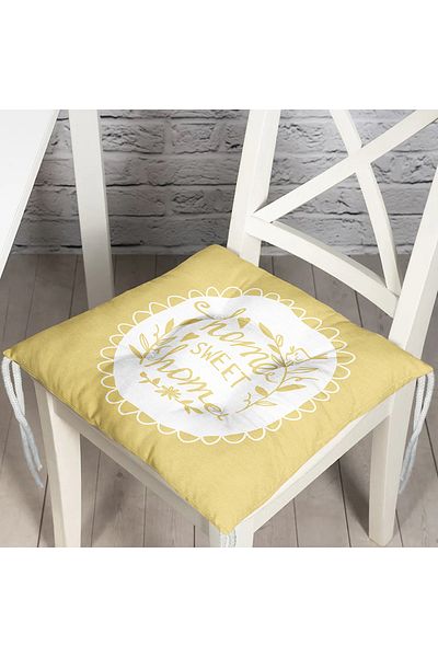 Realhomes Home Sweet Home Digital Printed Fluffy Square Chair Cushion