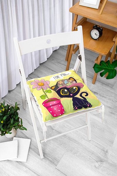Realhomes Cute Cats Digital Printed Αφράτο τετράγωνο μαξιλάρι καρέκλας