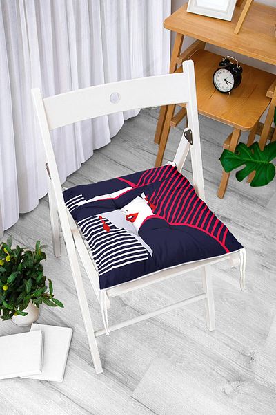 Realhomes Mujer Estilo Icon Designed Digital Printed Pouf Chair Cushion