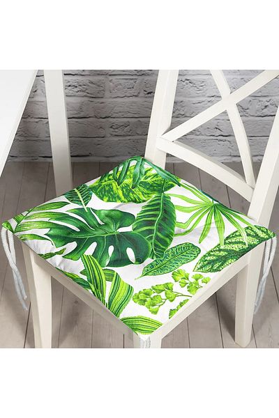 Realhomes Watercolor Leaves on White Background Specially Designed Pouf Chair Cushion