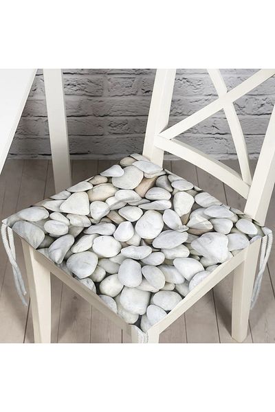 Realhomes Stone Patterned Digital Printed Fluffy Square Chair Cushion