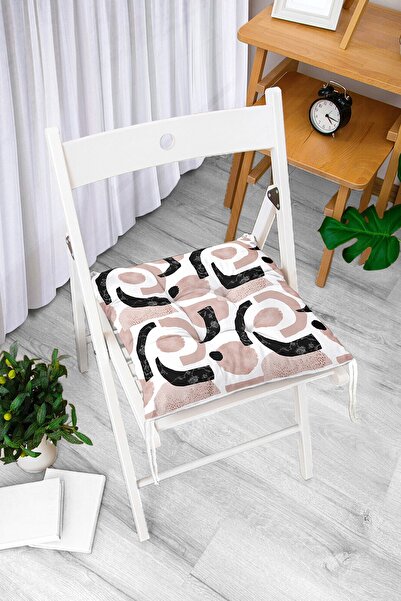 Realhomes Pufasti jastuk za stolicu sa apstraktnim geometrijskim motivom na b...