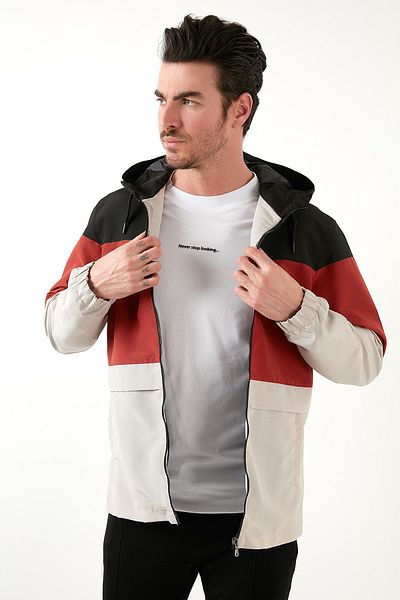 Buratti Blocked Hooded Zippered Pocket Coat Men's Coat 5711403