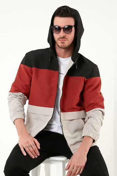 Buratti Blocked Hooded Zippered Pocket Coat Men's Coat 5711403