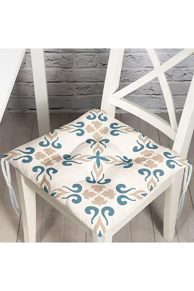Realhomes Digital Printed Modern Pouf Chair Cushion with Cream Floor