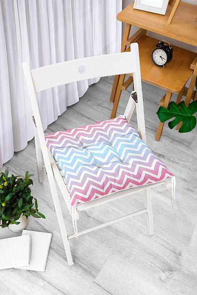 Realhomes Colorful Zigzag Design 3D Digital Printed Pouf Chair Cushion