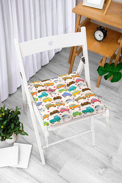Realhomes Modern Car Patterned Digital Printed Fluffy Chair Cushion