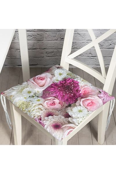 Realhomes Flower Bunch Digital Printed Fluffy Square Chair Cushion