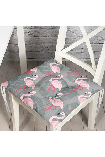 Realhomes Flamingo Patterned Digital Printed Fluffy Chair Cushion