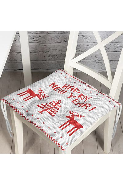Realhomes Happy New Year Themed Digital Printed Fluffy Square Chair Cushion