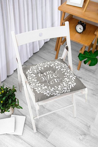 Realhomes Home Sweet Home Digital Printed Fluffy Square Chair Cushion