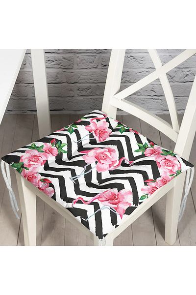 Realhomes Flamingo Patterned Digital Printed Fluffy Chair Cushion