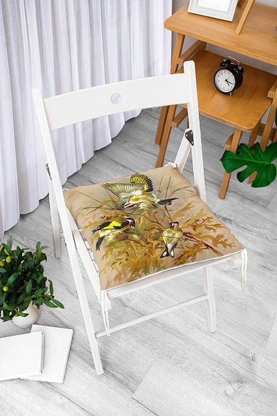 Realhomes Digital Printed Fluffy Square Chair Cushion with Saka Bird