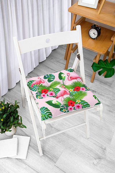 Realhomes Flamingo Pattern Digital Printed Modern Fluffy Chair Cushion