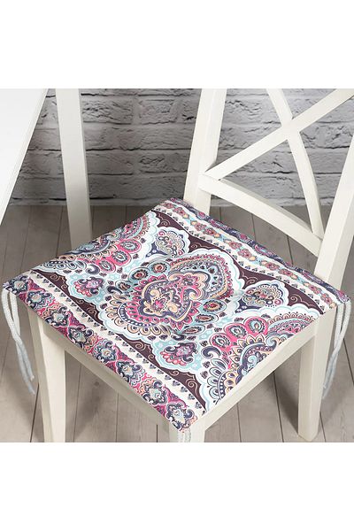 Realhomes Lilac Color Tile Printed Puffy Square Chair Cushion