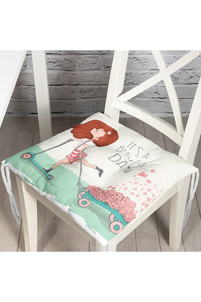 Realhomes Fashion Girl Digital Printed Μοντέρνο Αφράτο Μαξιλάρι Καρέκλας