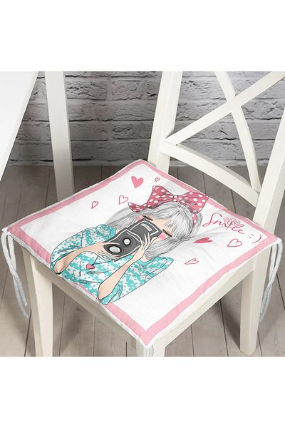 Realhomes Fashion Girl Digital Printed Modern Fluffy Chair Cushion