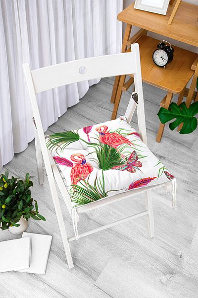 Realhomes Flamingo Pattern Digital Printed Modern Fluffy Chair Cushion