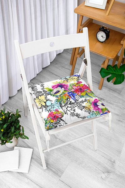 Realhomes Colorful Floral Printed Fluffy Square Chair Cushion