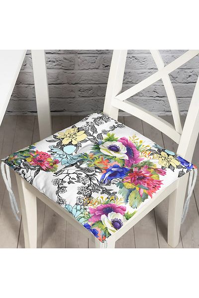 Realhomes Colorful Floral Printed Fluffy Square Chair Cushion
