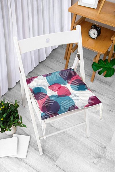 Realhomes Livense Colorful Round Patterned Fluffy Chair Cushion