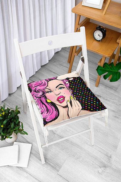 Realhomes Pop Art Retro Digital Printed Fluffy Square Chair Cushion