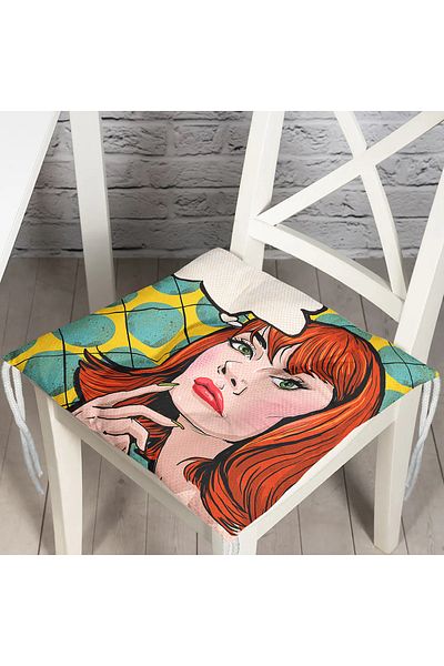 Realhomes Digital Printed Fluffy Square Chair Cushion with Pop Art Picture