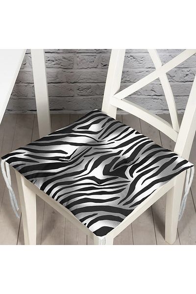 Realhomes Black Zebra Patterned Digital Printed Modern Fluffy Chair Cushion