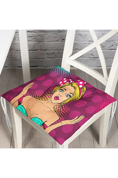 Realhomes Fuchsia Polka Dot Popart Patterned Fluffy Square Chair Cushion