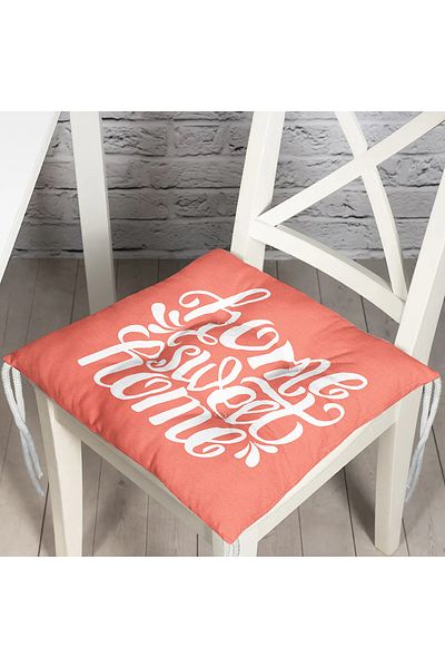 Realhomes Home Sweet Home Digital Printed Fluffy Square Chair Cushion