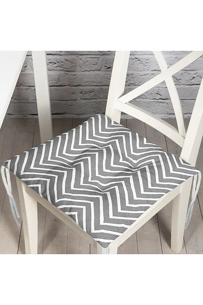 Realhomes Gray Zigzag Themed Digital Printed Modern Decorative Fluffy Chair Cushion