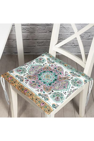 Realhomes Mint Green Tile Motif Fluffy Square Chair Cushion