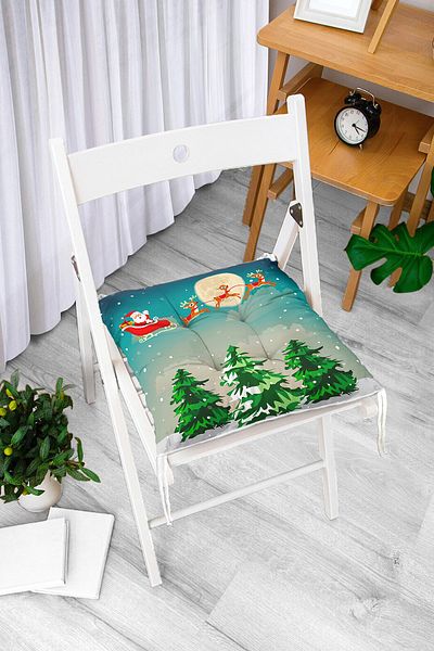 Realhomes Christmas Themed Digital Printed Fluffy Chair Cushion
