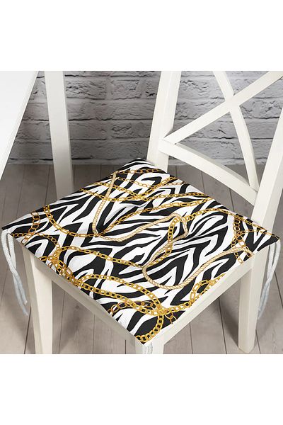 Realhomes Zebra Chain Pattern on the Floor Special Design Digital Printed Pouf Chair Cushion