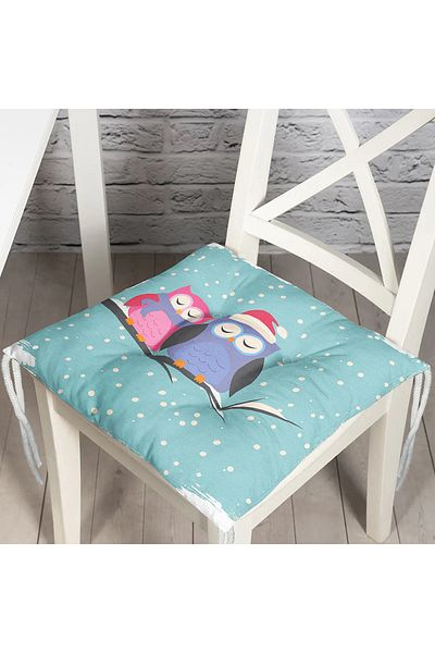 Realhomes Owl Patterned Digital Printed Fluffy Square Chair Cushion
