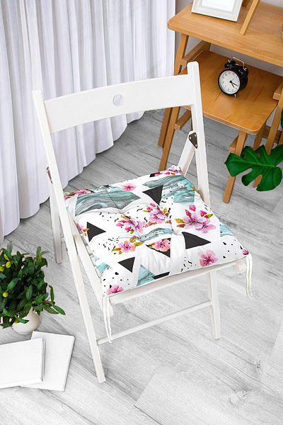 Realhomes Irregular Geometric Shapes Digital Printed Pouf Chair Cushion