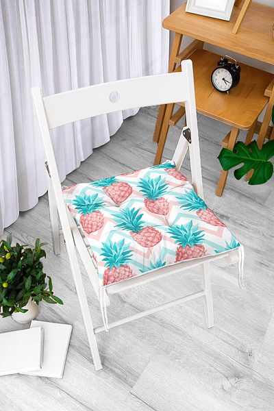 Realhomes Pineapples with Colorful Floor Special Design Fluffy Chair Cushion
