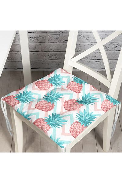 Realhomes Pineapples with Colorful Floor Special Design Fluffy Chair Cushion