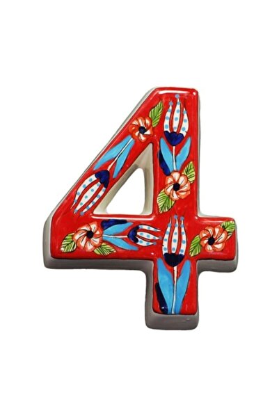 Yılmazel 3 Renk Seçenekli El Yapımı Seramik Kapı Numarası, Kapı Numaraları 4 Kırmızı