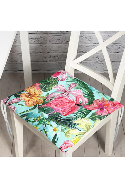 Realhomes Digital Printed Fluffy Chair Cushion with Lone Flamingo Motif