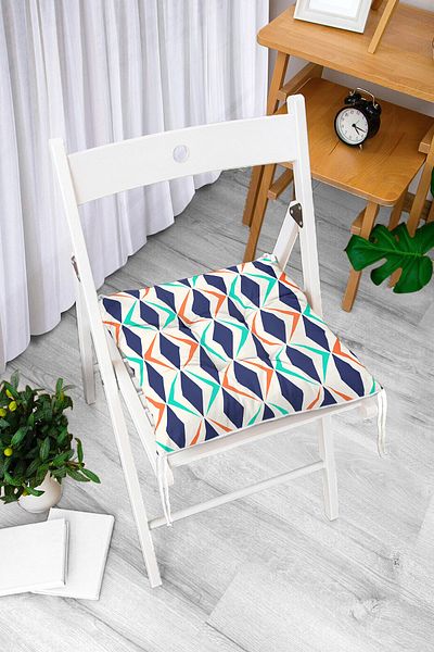 Realhomes Colorful Geometric Patterned Digital Printed Modern Fluffy Chair Cushion