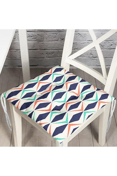 Realhomes Colorful Geometric Patterned Digital Printed Modern Fluffy Chair Cushion