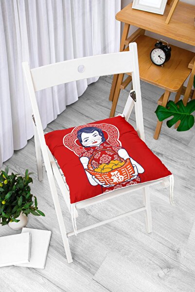 Realhomes Japanski ženski moderni pufasti jastuk za stolicu sa uzorkom i koša...