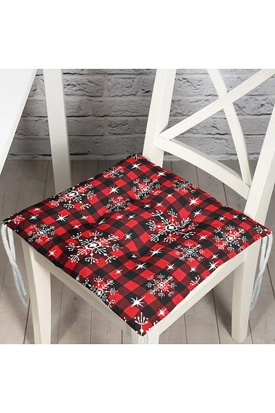 Realhomes Black and White Plaid Patterned Gold Gilded Decorative Pouf Chair Cushion