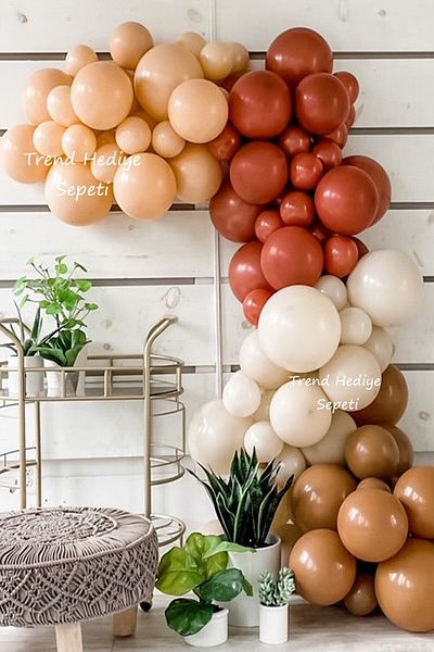 Trend Hediye Sepeti Skin Color - Burnt Orange - Sea Sand - Caramel 50 Pieces Balloon Chain Retro