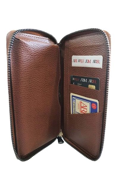 ARI Women's Zippered Leather Wallet101 - 101 - A.brown - Standard