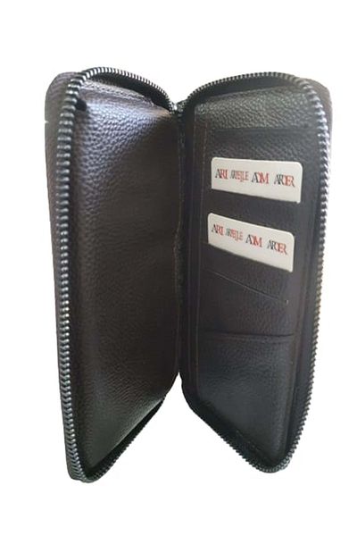 ARI Women's Zippered Leather Wallet101 - 101 - Black - Standard